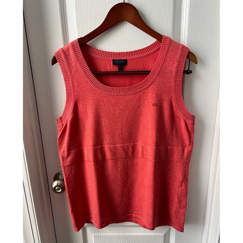 Escada Sport Womens Sleeveless Sweater‎ Soft Heathered Coral Sleeveless Size L